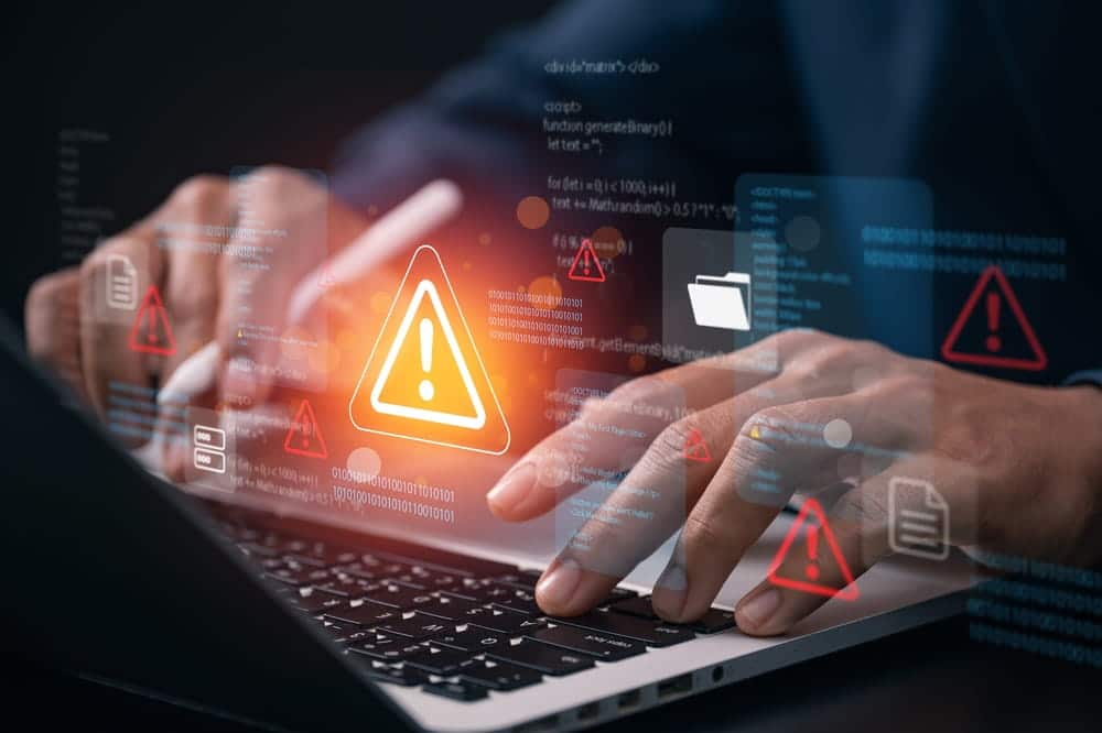 Cybersecurity threat warning concept