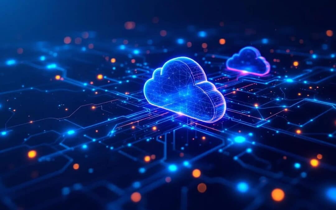Futuristic digital cloud infrastructure concept