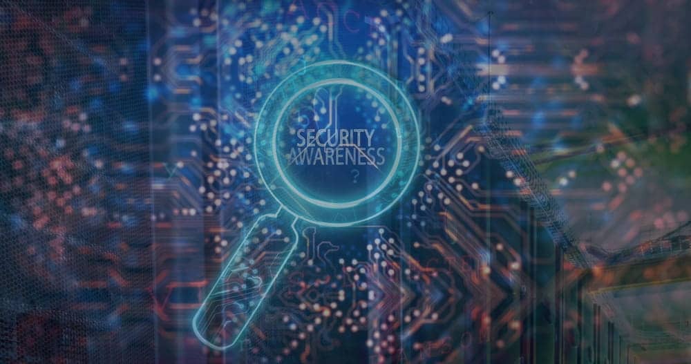 security awareness text over reading glass